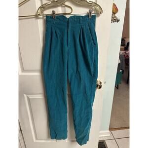 Bottom Line 80s 90s High Waisted Pants Corduroy Teal Green Med 9/10 26x31 Hip
